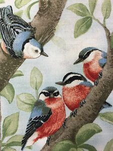 Fabric Bird Quilt Square 4 3/4" x 6" Cotton 3 Yellow Birds Elizabeth Qty 1