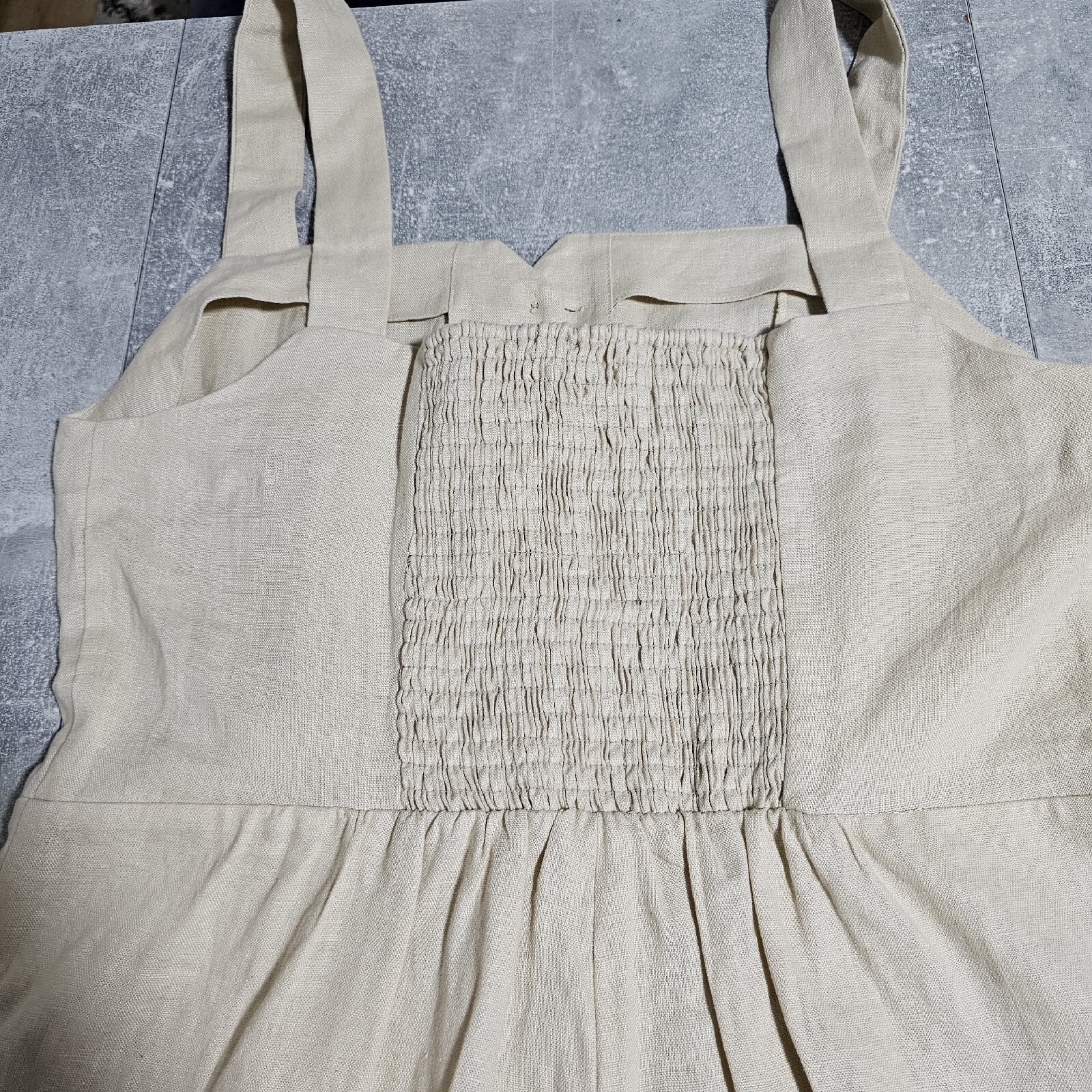Whistles Hadley Linen Jumpsuit UK 14 Stone Neutral 139 Strappy Shirred