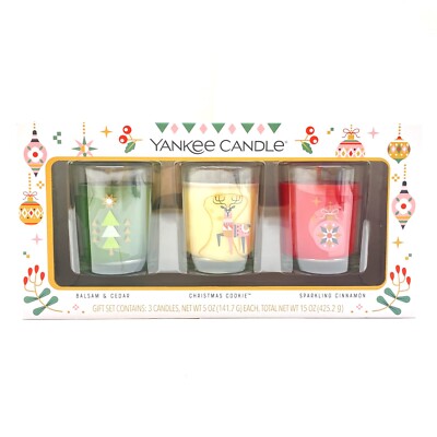 Yankee Candle Holiday Gift Set Balsam Cedar Christmas Cookie Sparkling Cinnamon