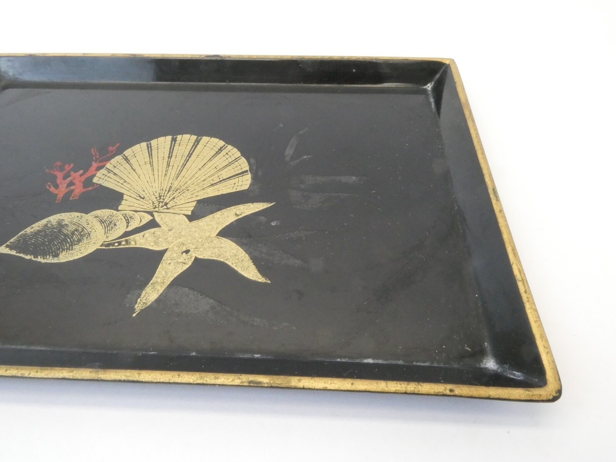 Black Lacquer Otagiri Japan Decorative Change Tray