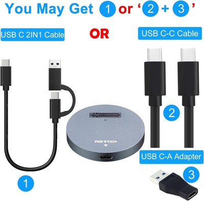 Nvme to USB Docking Station, External M.2 Pci-E Nvme SSD to USB-C Reader