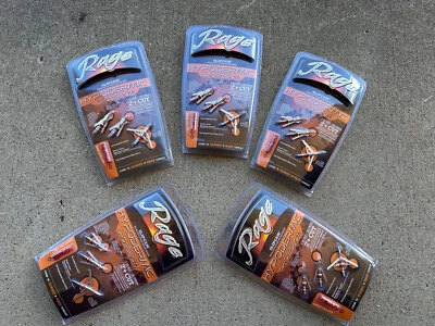 5 Packages Rage CrossBow Hypodermic Deer hunting Broadheads 100 Grain steel 2"