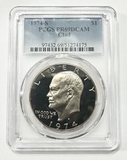 PCGS Certified PR 69 Graded 1974 Eisenhower Dollars (1971-1978