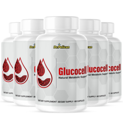 Glucocell- Cardiovascular Health, Blood Pressure & Sugar Support- 5 Bottles