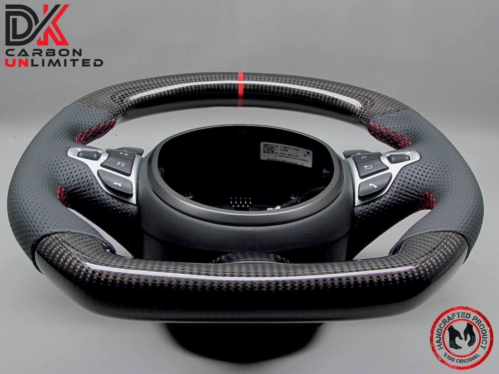 Aston Martin DBS DB11 Vantage Red Ring Perforated Gloss Carbon Steering Wheel v1