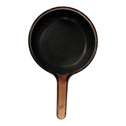 Vintage Corning Pyrex Vision Ware Amber Frying Pan 7 inch Teflon Skillet