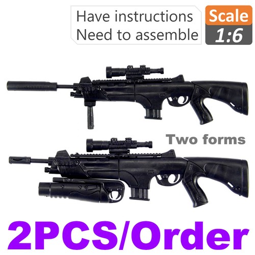 Conjunto de modelo a escala 1:6 pistola rifle de francotirador 4D negro MP5SD5 para figura de 12" juguete 1/6 - Imagen 33 de 52