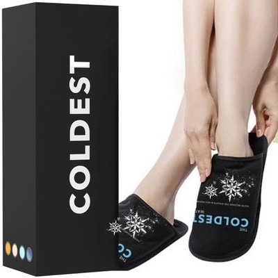 THE COLDEST WATER Ice Pack Slippers - Reusable Gel Packs Small, Black