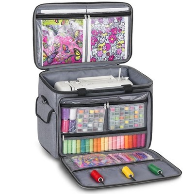 Portable Sewing Machine Carrying Case With Shoulder Strap, Grey | Heavy Duty Sew