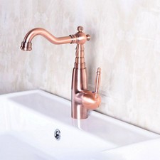 Antique Red Copper Bathroom Kitchen Bar Vessel Sink Swivel Faucet Tap snf131