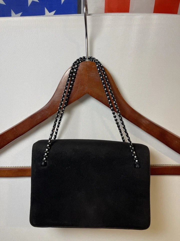 Bolso de gamuza Judith Leiber vintage con correas de cristal Foto 2 de 4