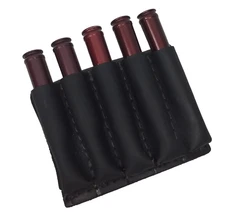 Real LEATHER RIFLE 5 CARTRIDGE CARRIER AMMO SLIDE FITS BOTH CAL. 375/458 Black