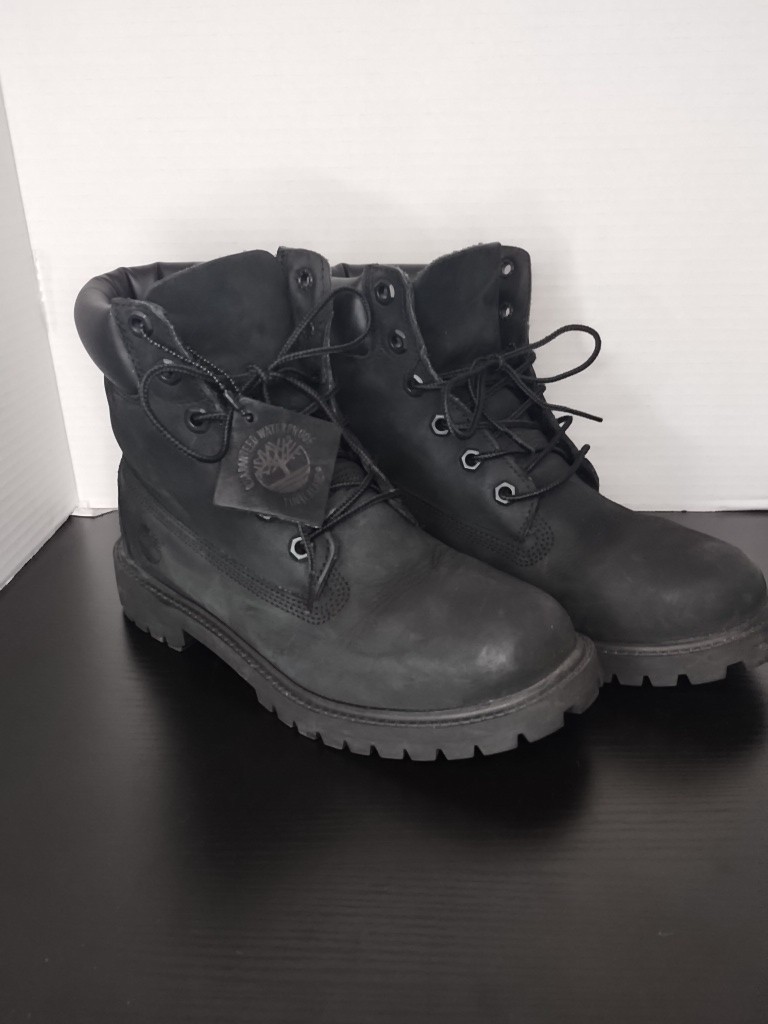 Timberland Black Premium Waterproof Boots (12907) Nubuck Junior Sz 5