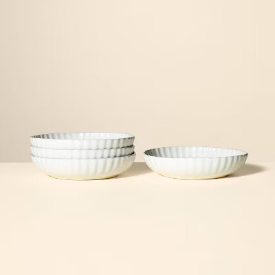 4pk 25oz Scalloped Edge Stoneware PastaGrain Bowl Cream - Hearth - Hand 4690₽