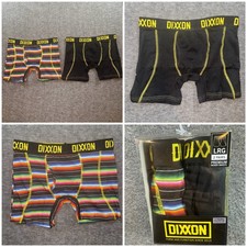 DIXXON "Low Low" Premium Boxer Briefs 2 Pair Multi Stripe Black Mens Size L NEW