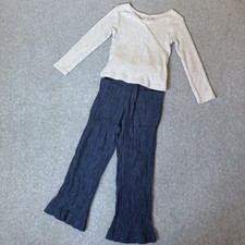 Zara Girls Flare Pants Size 6 Blue Crinkle Pullover Beige Long Sleeve Top Bundle
