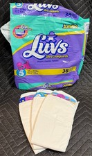  3 2000 Vintage Luvs PLASTIC Diapers Size 5 With Open Jumbo Bag - Barney Set