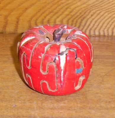 Vintage 3D Figural Wood Block Puzzle - Apple - 2'' Tall