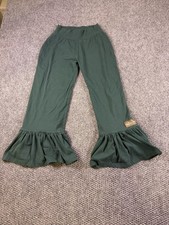 Matilda Jane Pants Girls 8 Green Knit Ruffle Bell Bottom Pull On Stretch Casual