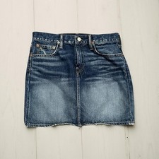 Polo Ralph Lauren Denim Skirt Blue Wash Distressed Raw Hem 90's Women's Size 4