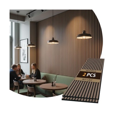 2-Piece Wood Slat Acoustic Panels - 94.5'' x 20.5'' - 3D Fluted Sound Absorbing...