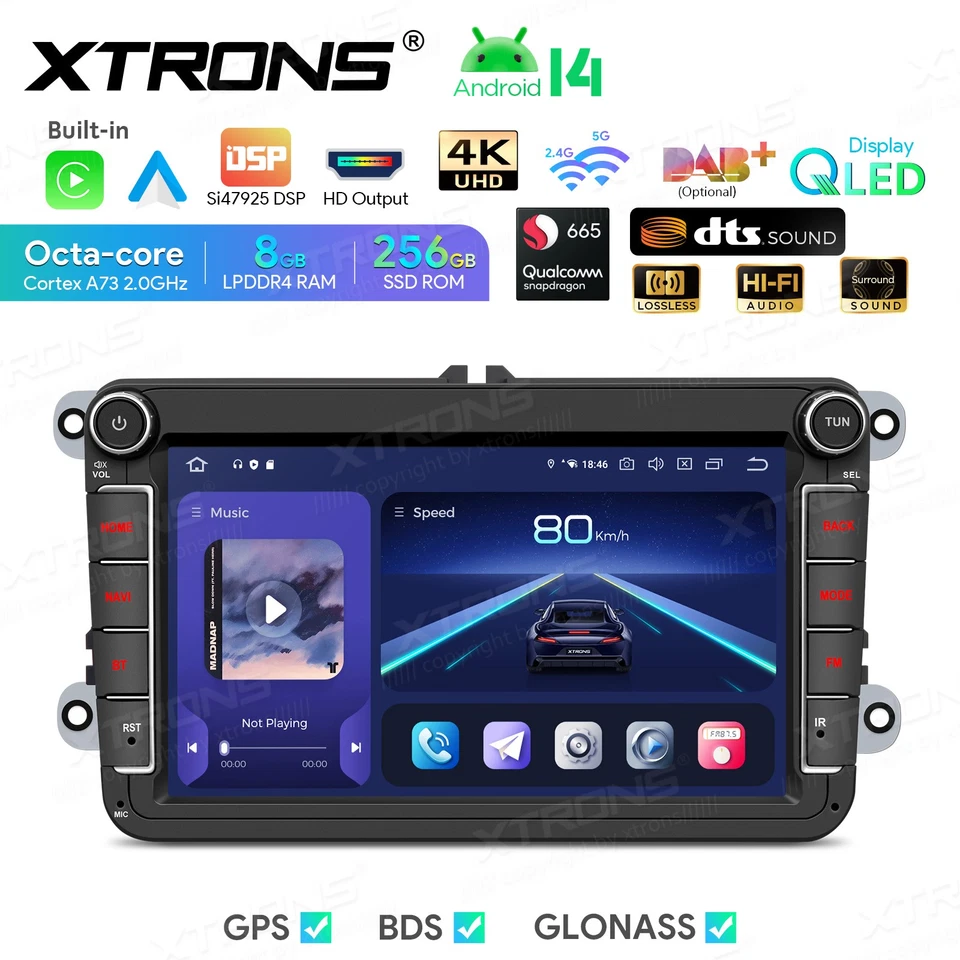 8" Android 14 8+256G GPS Carplay Car Stereo Radio Auto For VW Golf Jetta Passat - Image 4 of 4