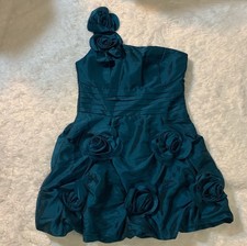 Romeo & Juliette Couture vintage one shoulder Dark Emerald Cocktail Prom Dress M