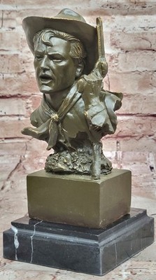 Signed Kamiko Cowboy Bust Bronze Statue Sculpture Western Hero Figurine Old Gift