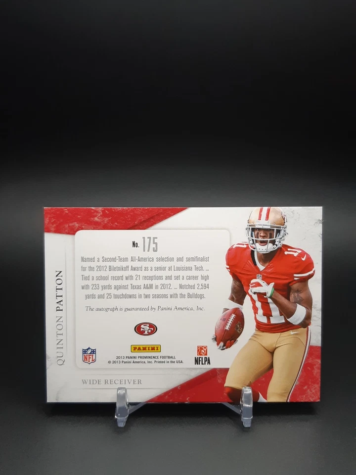 2013 Panini Prominence Quinton Patton  #175 Rated Rookie Patch Auto /102 - Image 2 of 2