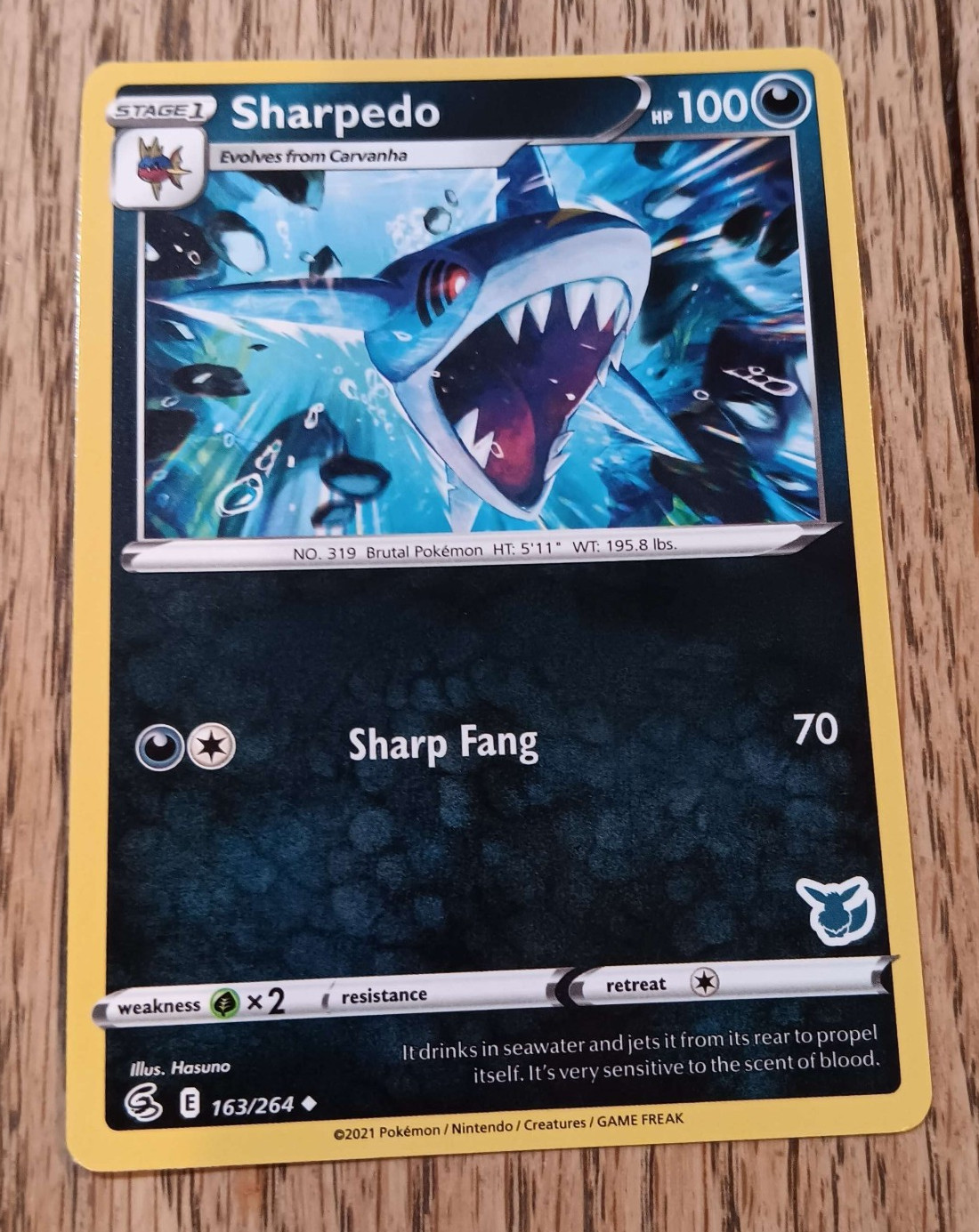 Pokemon TCG Card Sharpedo 163/264 Battle Academy 2021