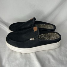 Hey Dude Austin Lift Leather Black Womens Size 10 Mule Slide Blemish