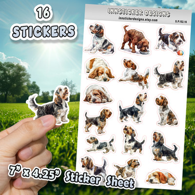 Petit Basset Griffon Dog Stickers  Journals, Scrapbooks, Planners, Glossy, Matte