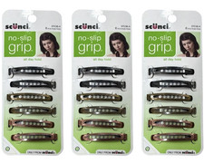 Lot 3 Packs Of Scunci No-Slip Grip All Day Hold Hair Clips, 18 Clips Total
