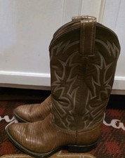 Womens Vintage Tony Lama Brown Lizard Leather Cowboy Boots Sz 250