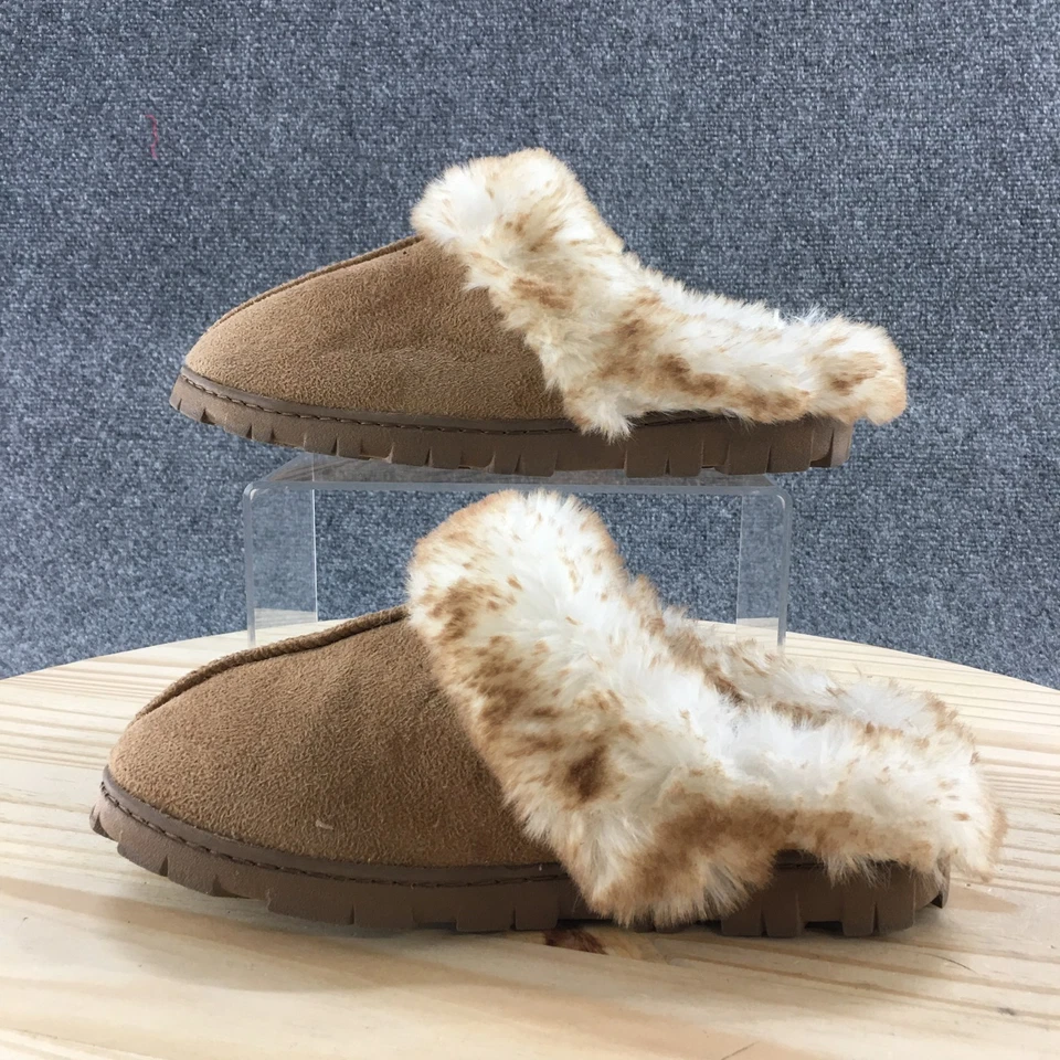 Jessica Simpson Slipper Mens 7-8 Fluffy Clog Brown Faux Fur Lined Closed Toe - Image 2 of 4