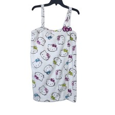 Hello Kitty Sanrio Womens White Allover Print Fuzzy Strappy Sleepwear XL Y2K NEW