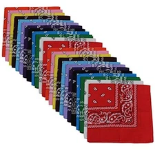 Bandanas 24pcs 22 X 22 Inch 100% Cotton Bandana Novelty Double Sided Print 
