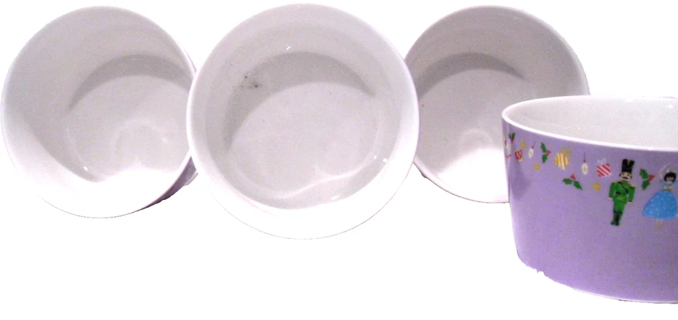 Ciroa Pastel Púrpura Lavanda Navidad Cascanueces Cerámica Tidbit Cuencos Juego de 4 Foto 3 de 4