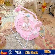 Electric Bluetooth Baby Cradle Swing Bassinet Rocking Crib Infant Bed Portable 