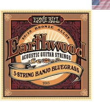 Durable Earthwood 5-String Banjo Strings, Crisp Overtones, Custom Light Gauge