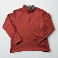 Wrangler Authentics Pullover Mens Large 1/4 Zip Fleece Polyester Red Casual