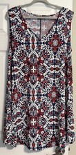 SJS Red White Blue Sleeveless Textured Summer Casual Knee Length Dress Size 2X