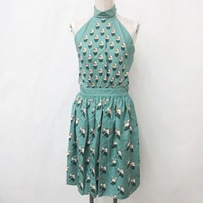 Gucci Dress Sleeveless Halter Neck Knee Length Full Pattern Resort Silk Used 581