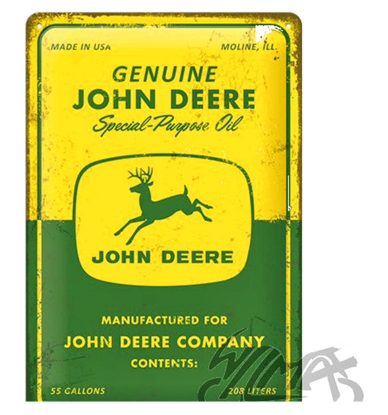 Plaque John Deere Specialoil 22329 en métal vintage 20x30 cm pour garage