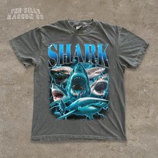 Vintage Shark Shirt, 90s Bootleg Tee, Oversized Graphic T-Shirt for Men Women