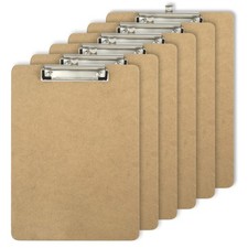 6 Pack Low Profile Clipboards, Recycled Wood Letter Size 9x12.5 Inches, Brown