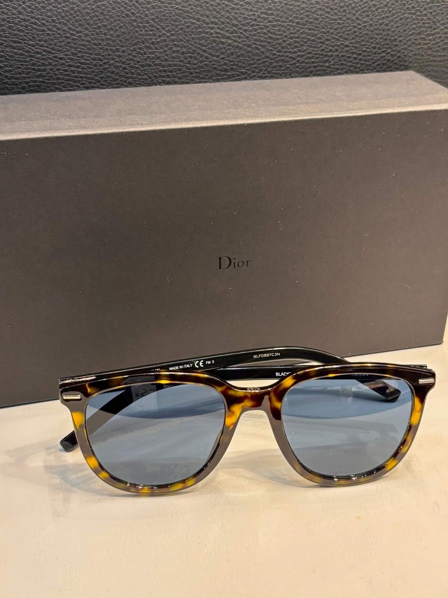 NEW DIOR Homme Black Tie 255S Round Tortoise Shell Sunglasses Dark