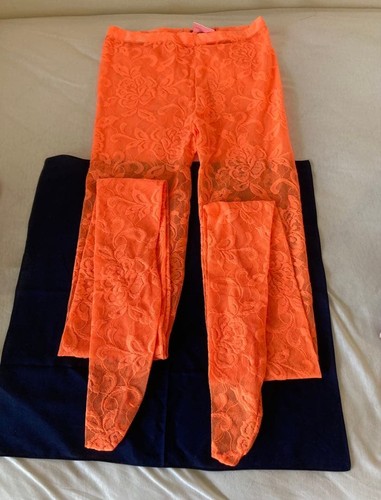Gucci Orange Floral Lace Tights Stockings Size L Deadstock Not Used