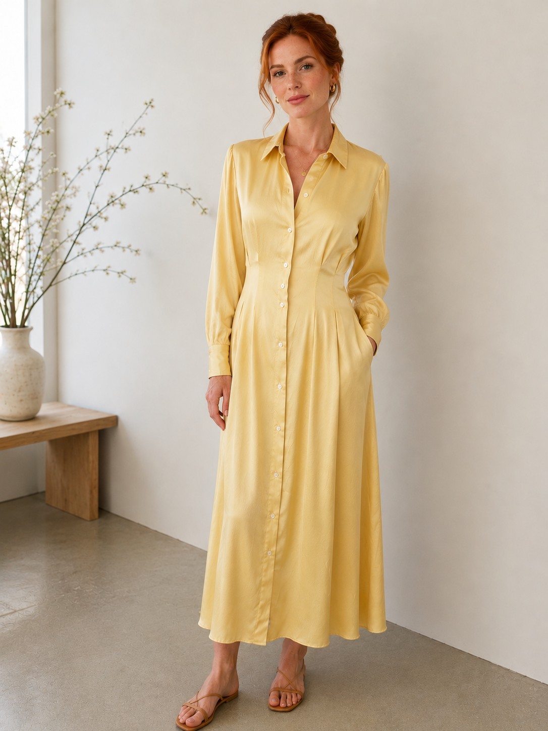 Vestido camisero Everlane martillado aspecto satinado talla 6