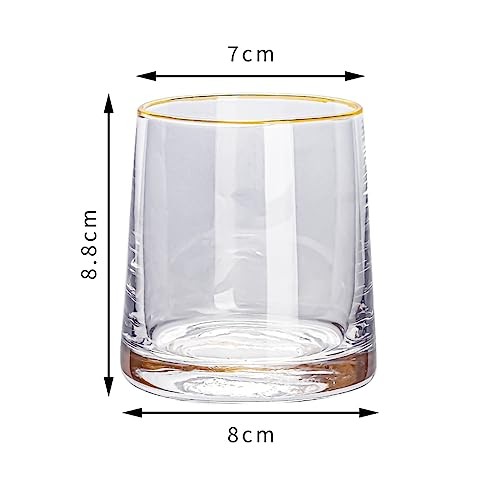  Glass Mouthwash Cup BathroomTumblers Bathroom Drinking Cups 7 Ounces Gold Trim